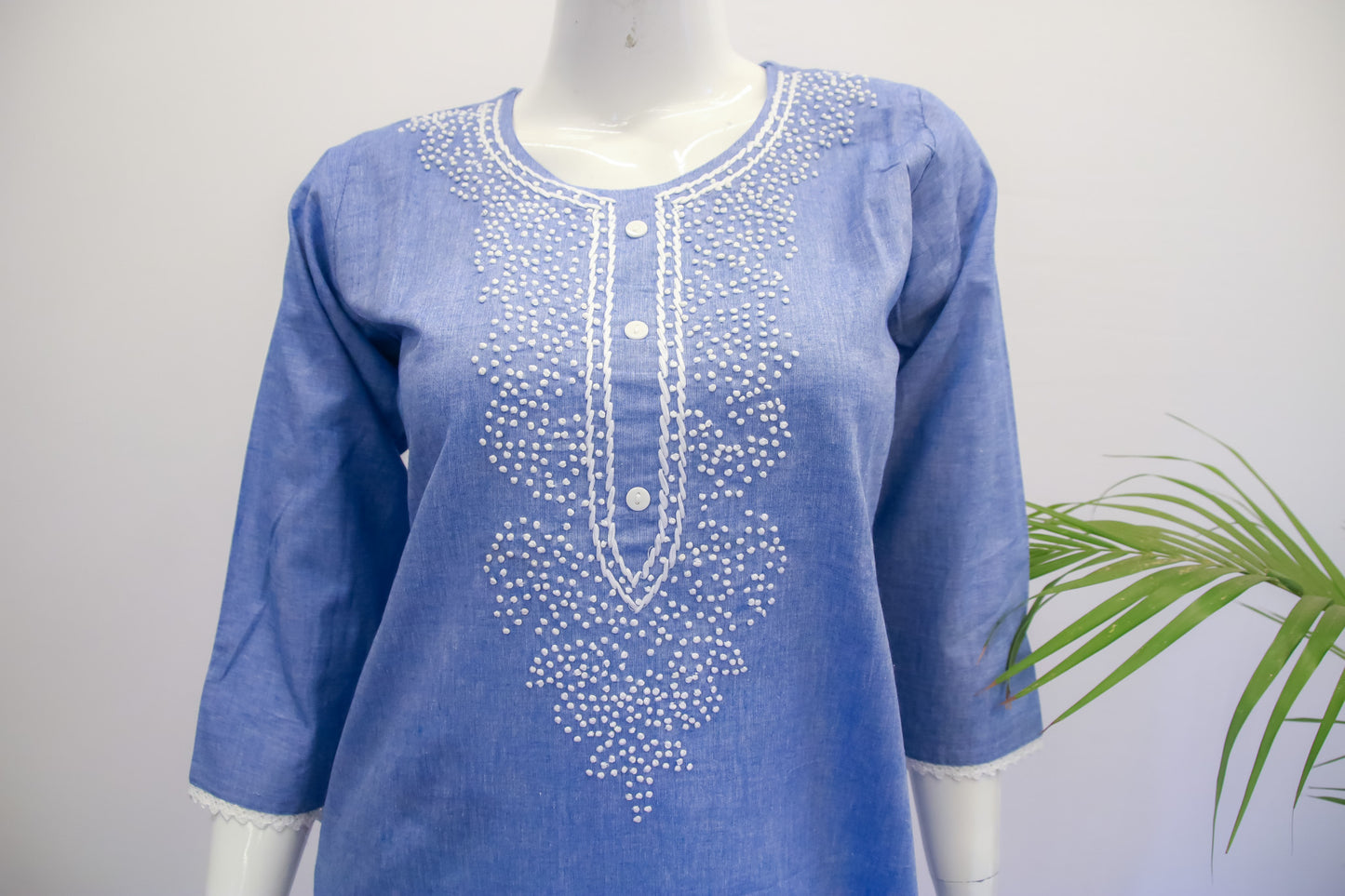 Blue Cotton Dupatta Set