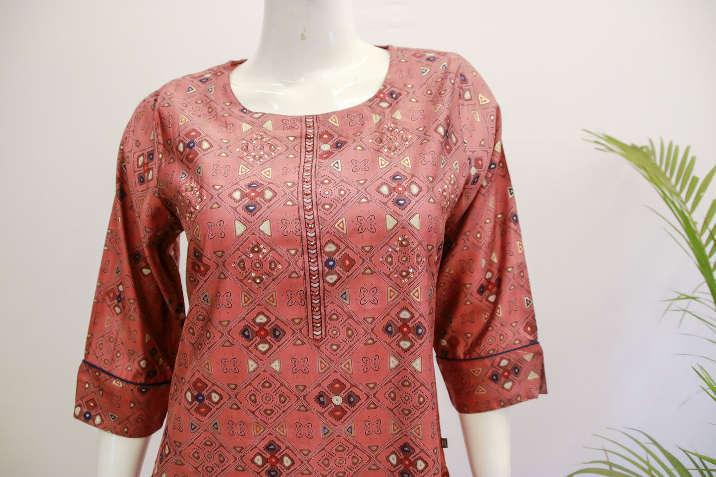 Muslin Brick Red Dupatta Set