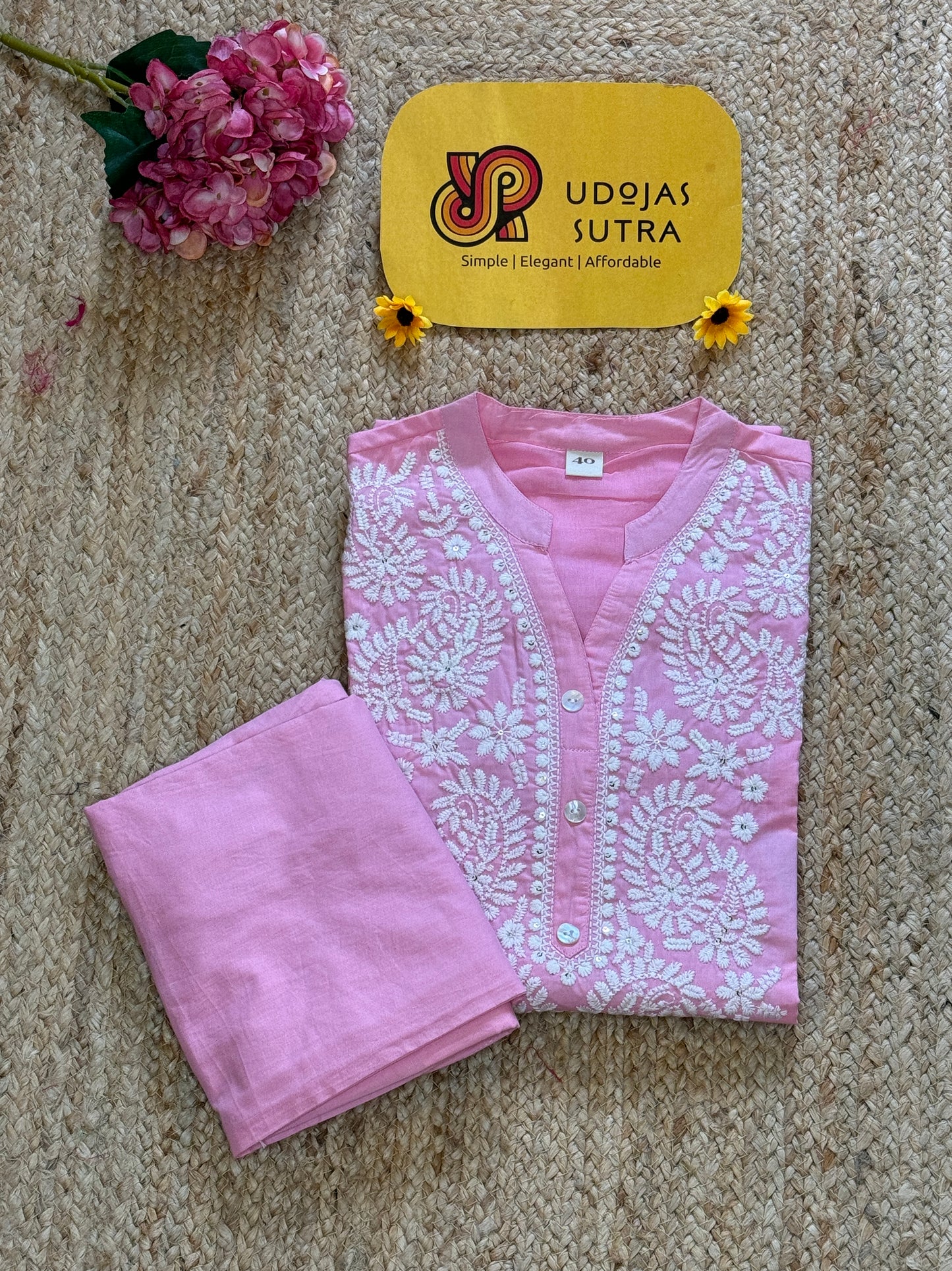 Cotton Chikankari Top & Pant Set