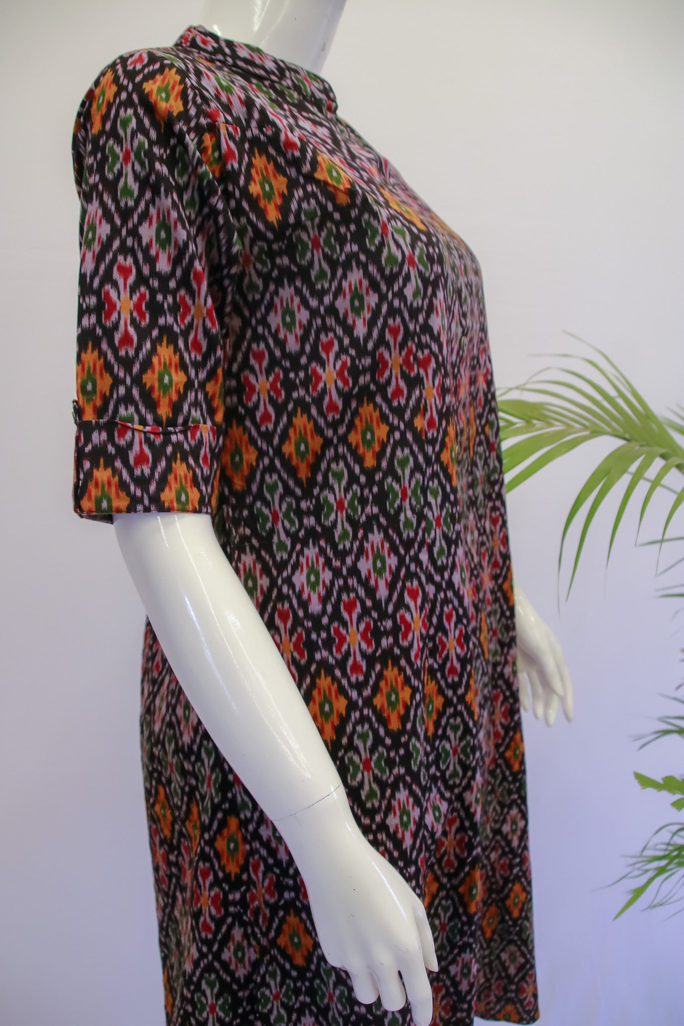 Cotton Black Ikkat Kurti