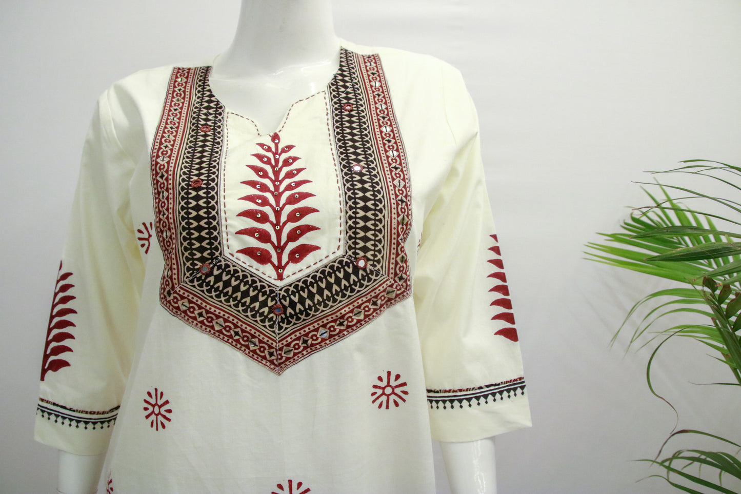 Cotton Black White Dupatta Set