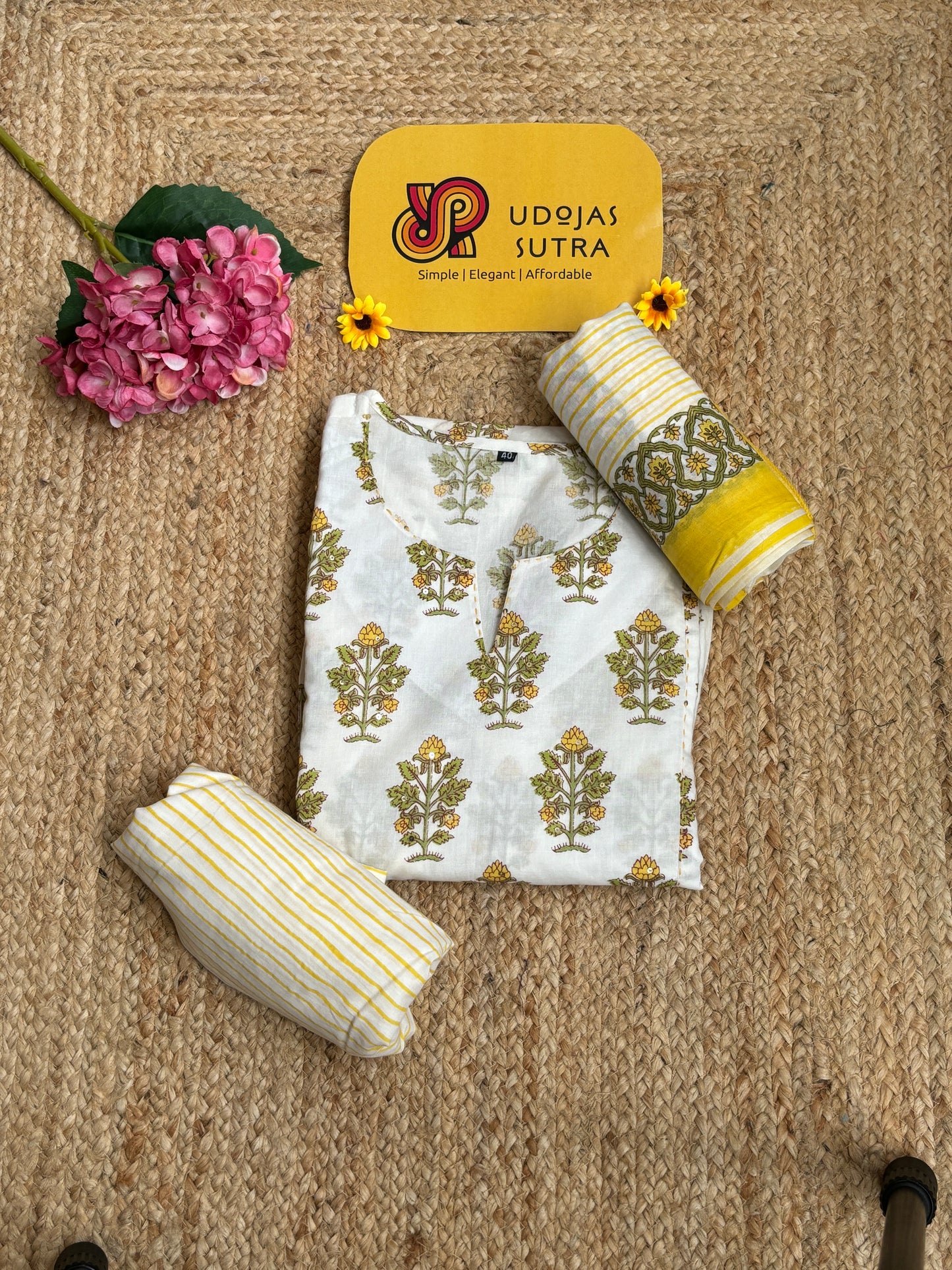 Cotton Floral Dupatta Set