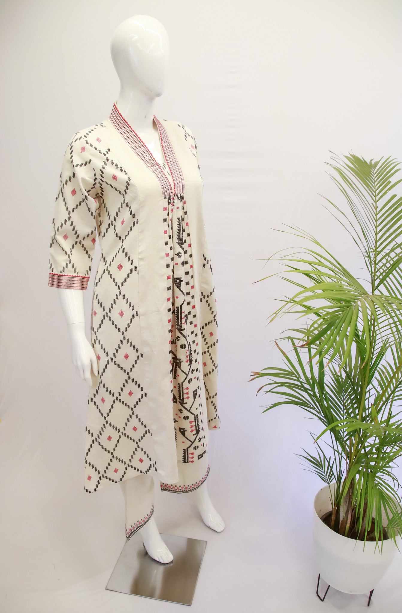 Flex Cotton Cream Top and Pant Set