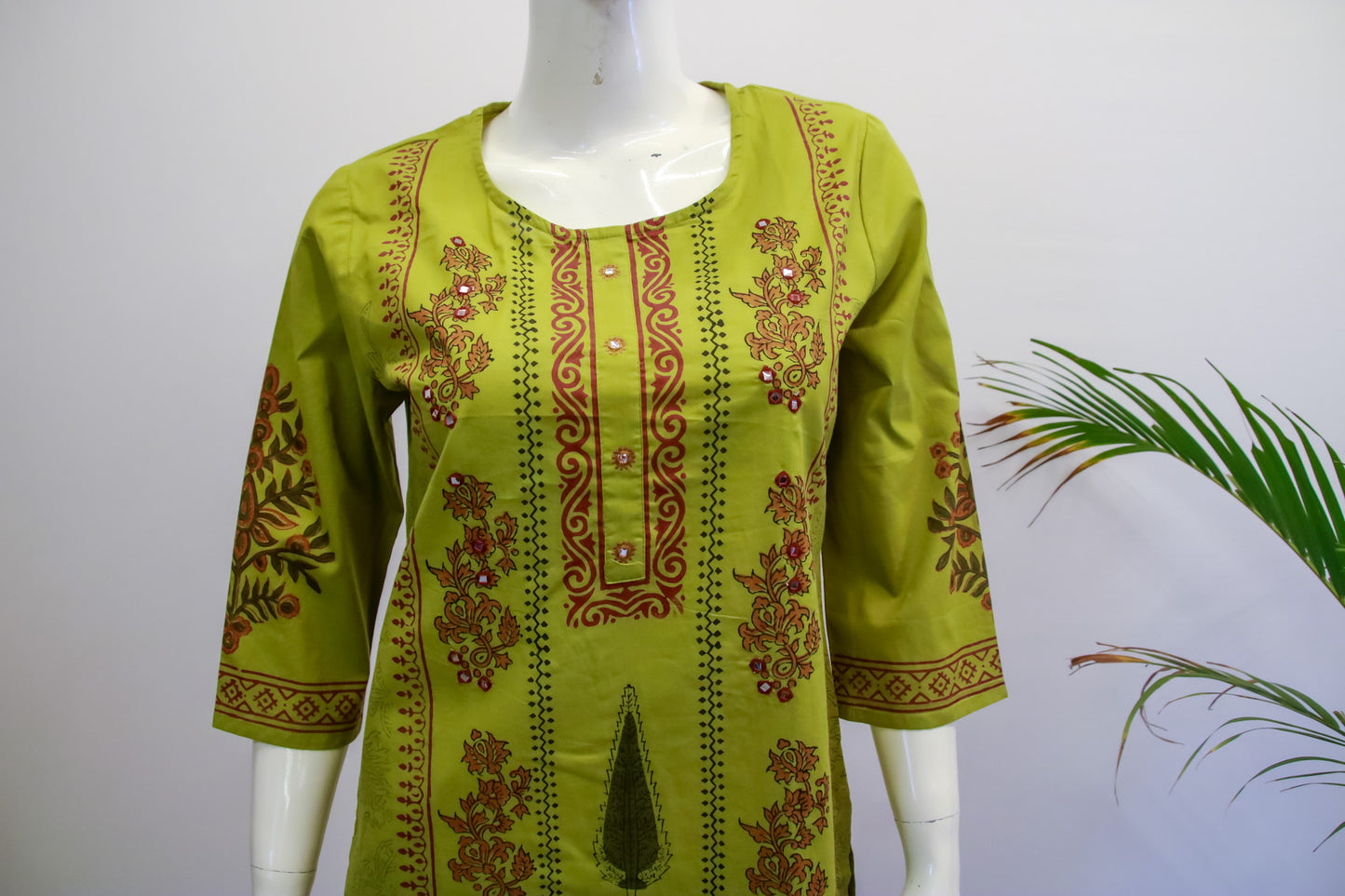 Green Cotton Printed Dupatta Set