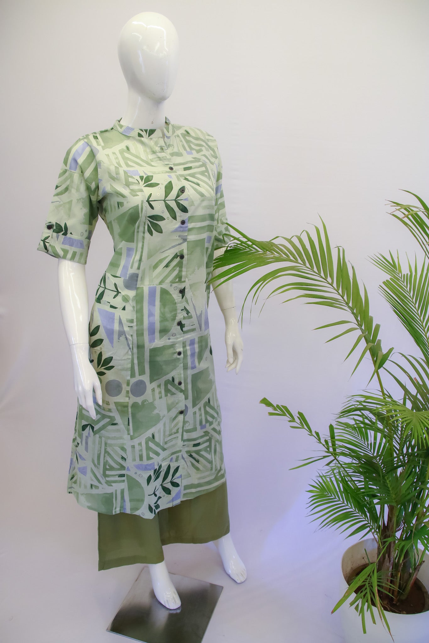 Green Printed Top & Pant Set