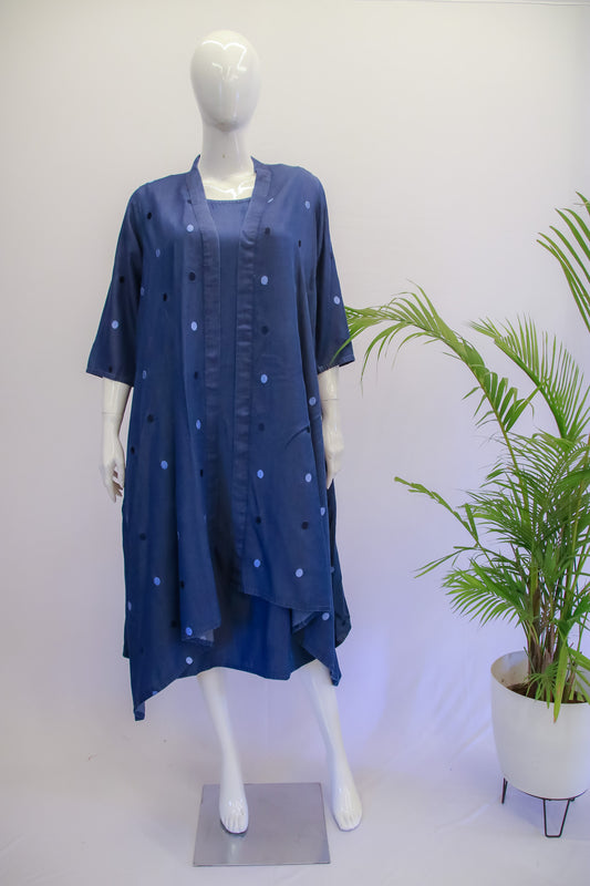 Denim Long Dress with Detachable Denim Jacket