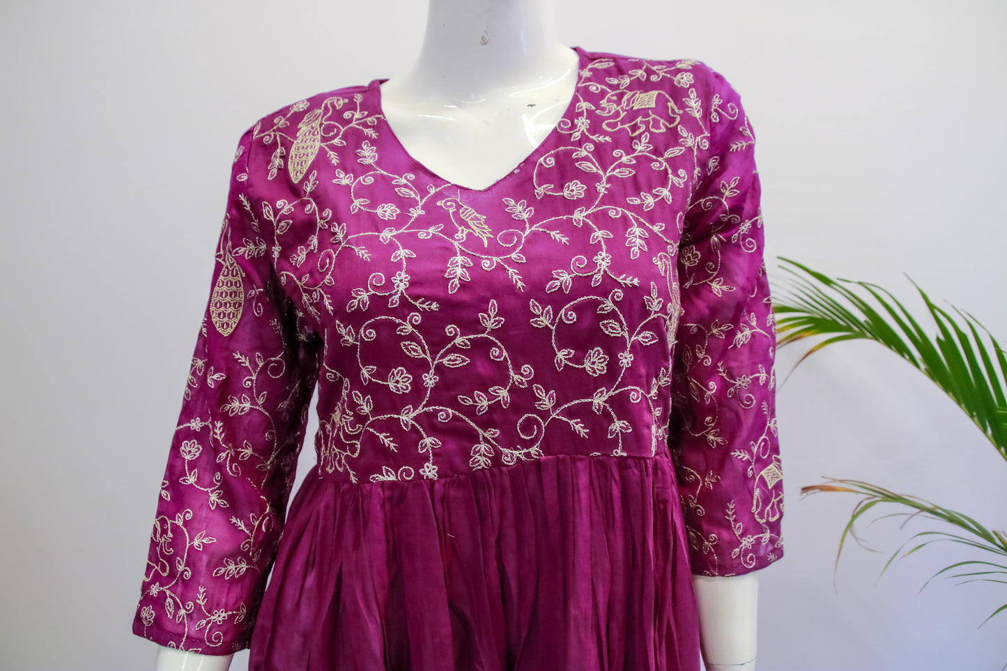 Cotton Purple Anarkali Dupatta Set