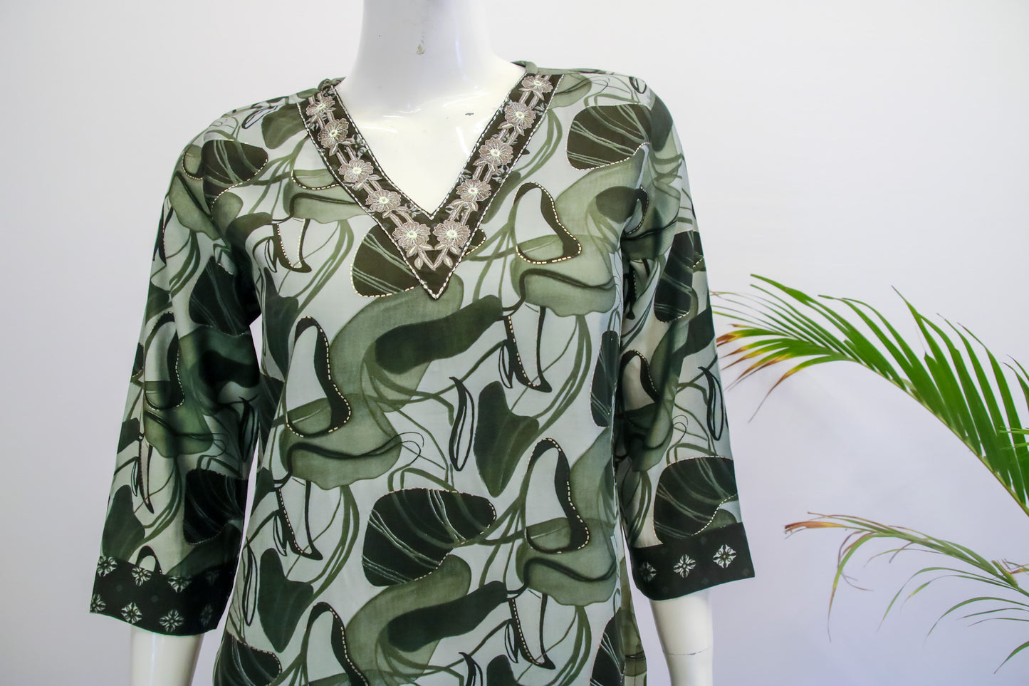 Muslin Green dupatta Set