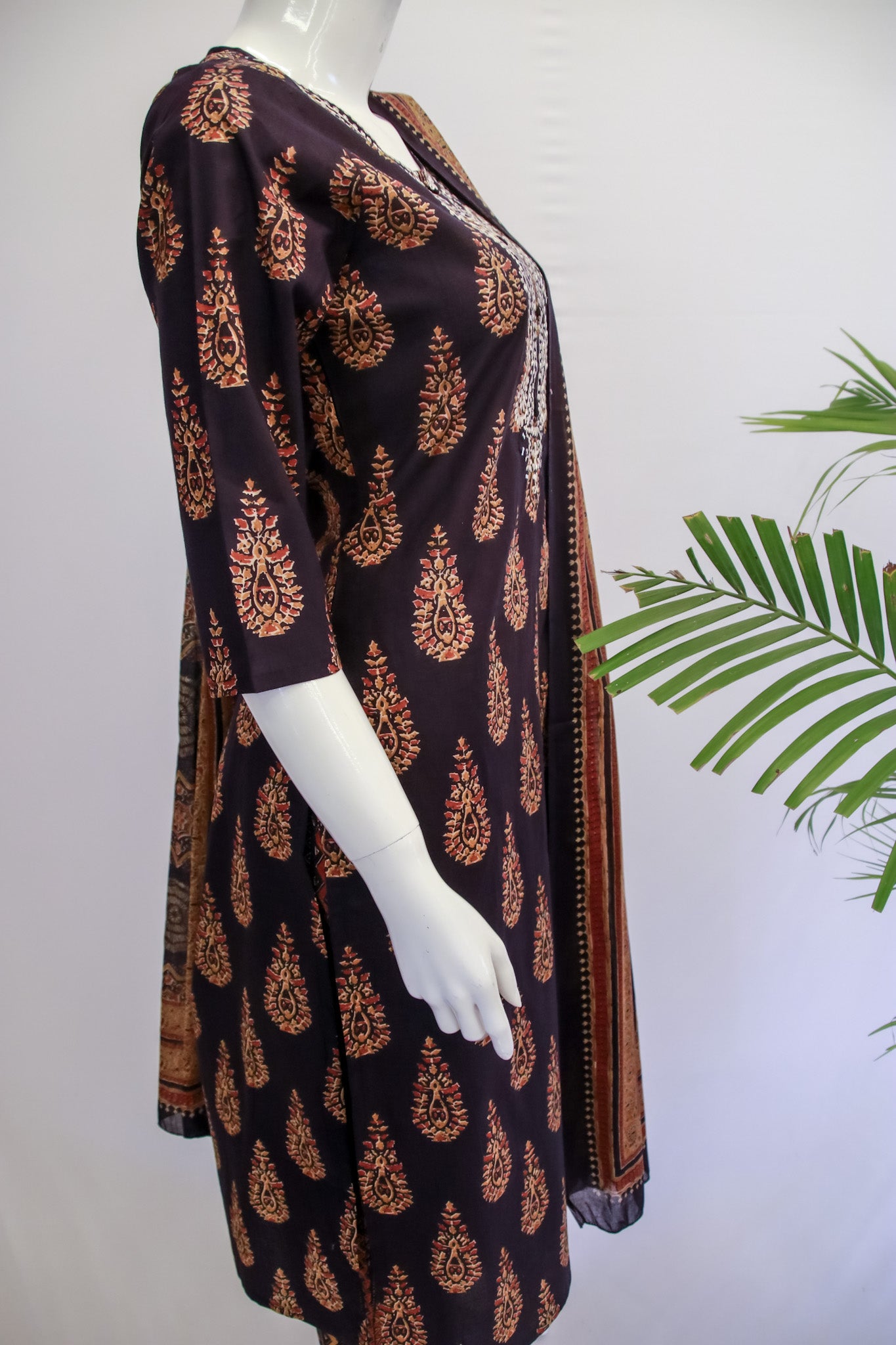 Muslin Ink Blue Dupatta Set