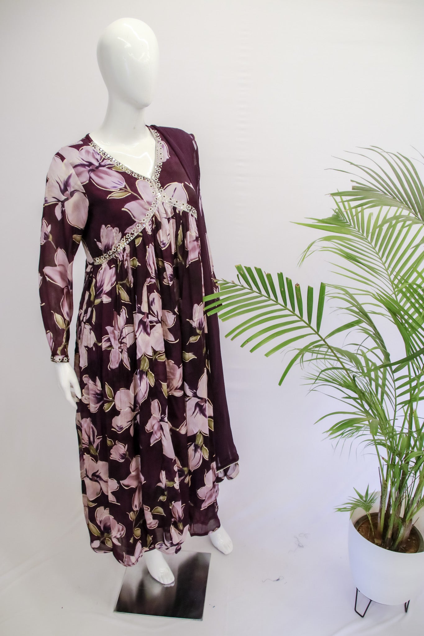 Chinon Alia Purple Dupatta Set