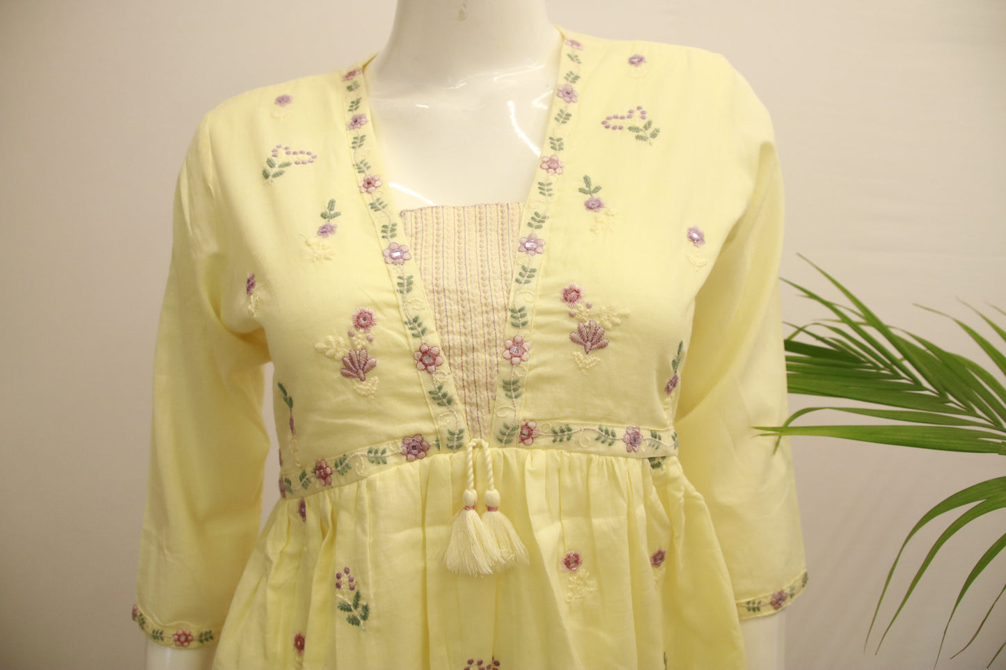 Cotton Yellow Dupatta Set