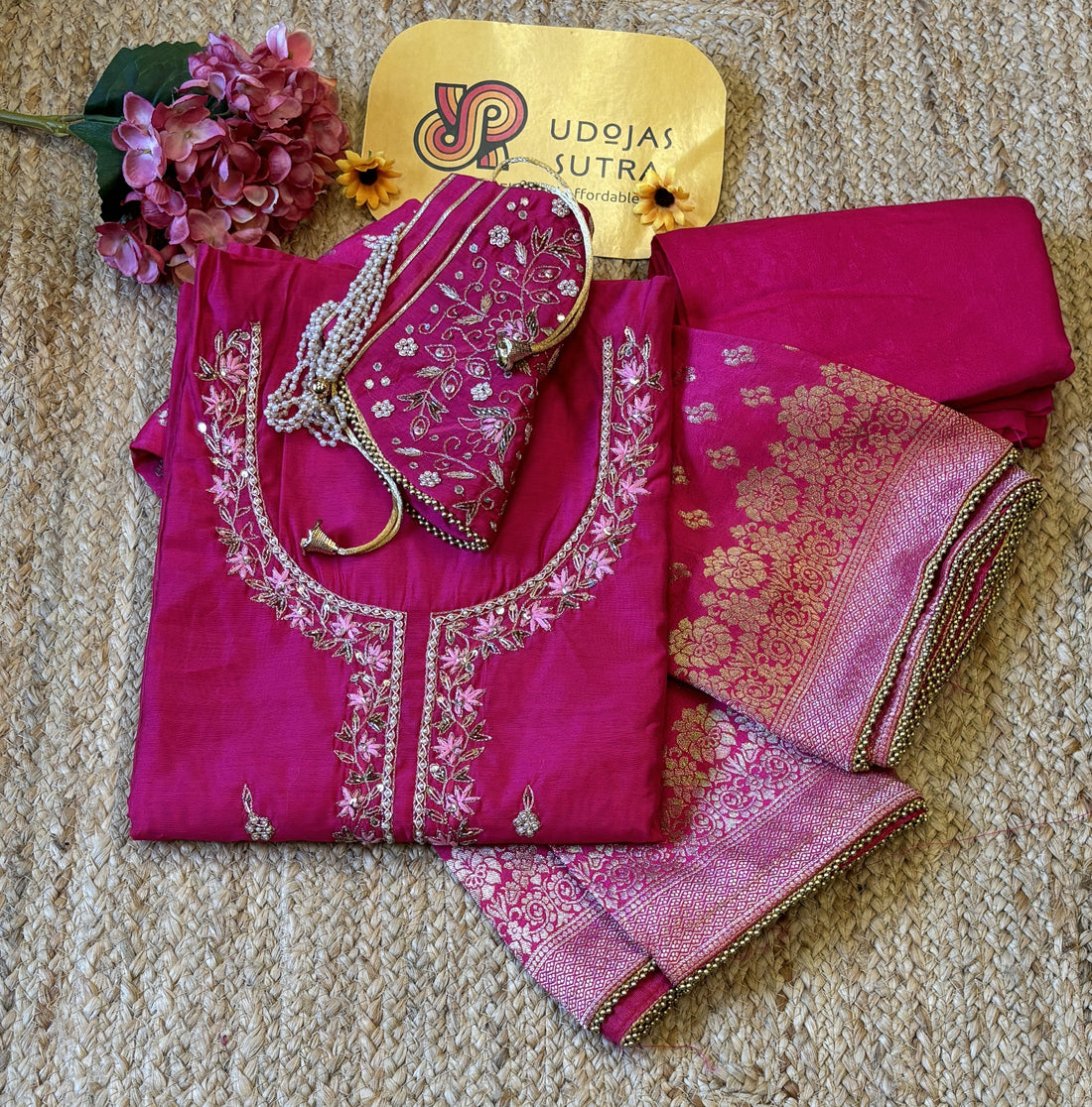 Timeless Grace: Luxurious Raw Silk Dupatta Ensemble