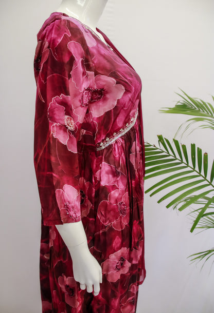 Viscose Wine Alia Cut Dupatta Set