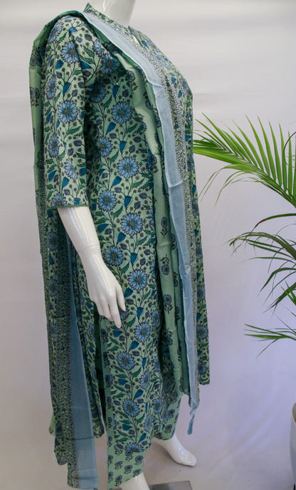 Blue Angrakha Cotton Dupatta Set