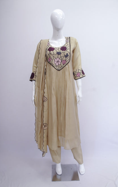 Beige Dupatta Set