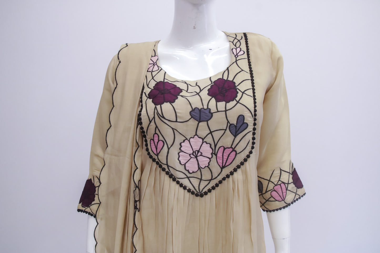Beige Dupatta Set