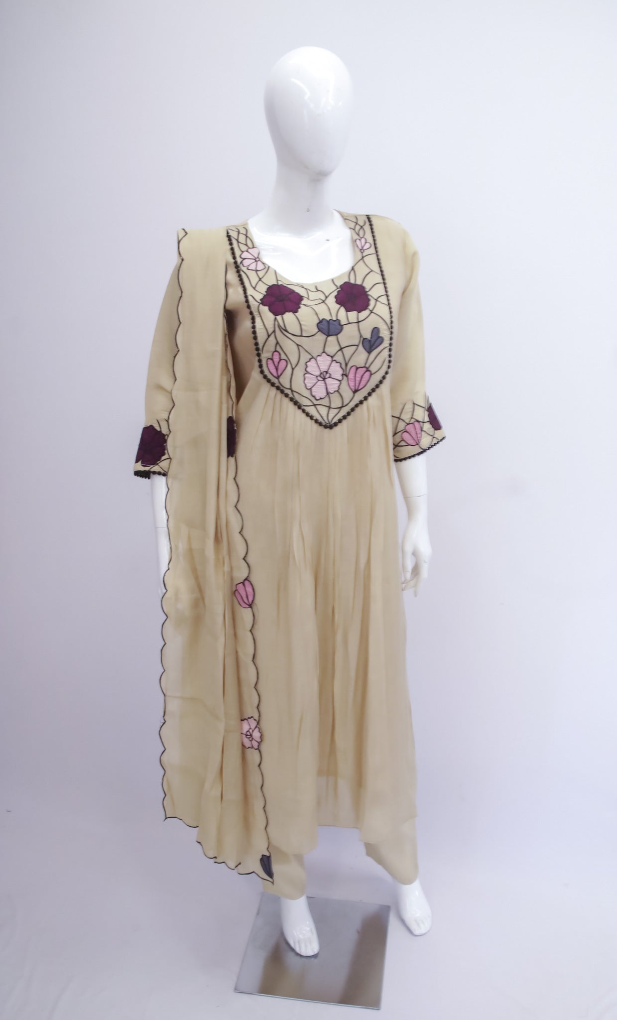 Beige Dupatta Set
