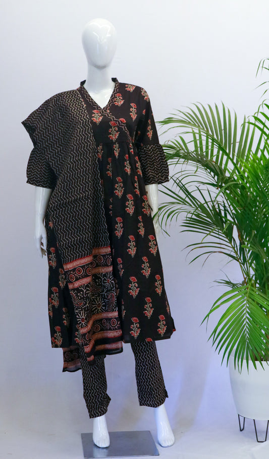 Black Anarkali Dupatta Set