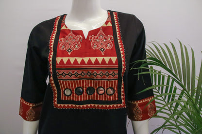 Black Cotton Dupatta Set