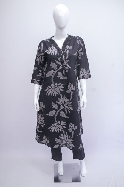 Black Floral Kurta & Pant Set