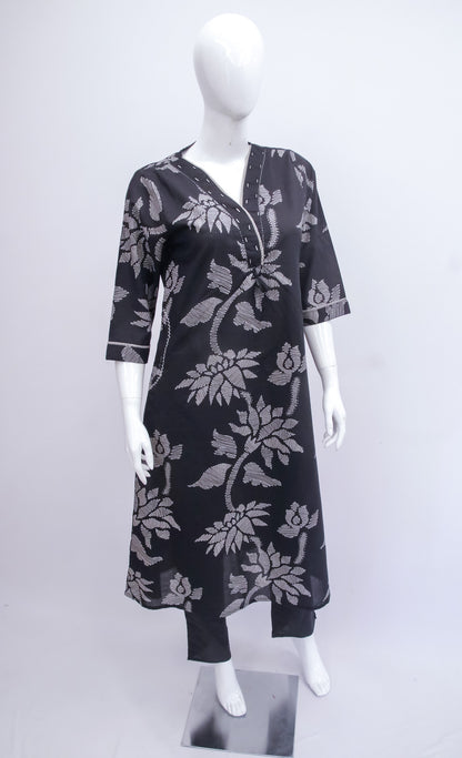 Black Floral Kurta & Pant Set