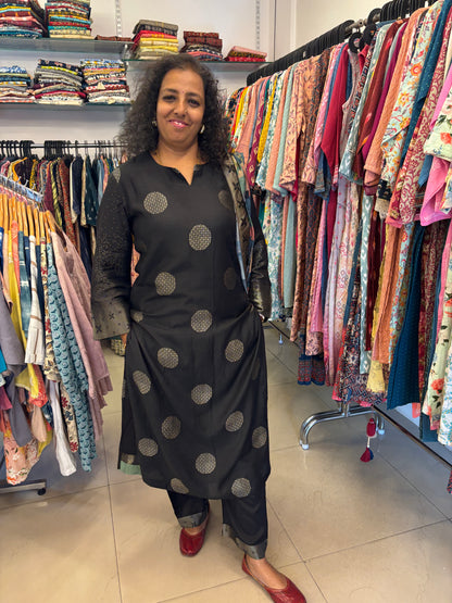 Black Silk Dupatta Set