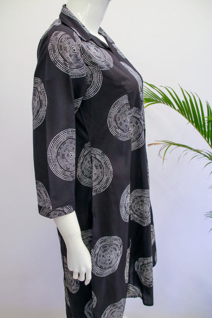 Black Collared Cotton Top and Pant Set