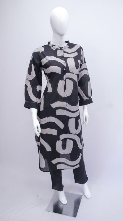 Black printed Kurta & Pant Set