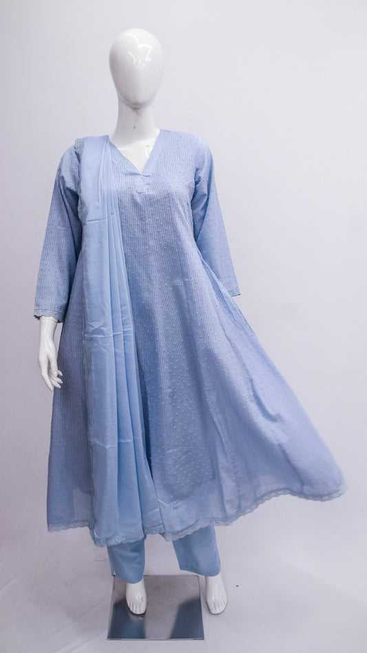 Light Blue Dobby Dupatta Set