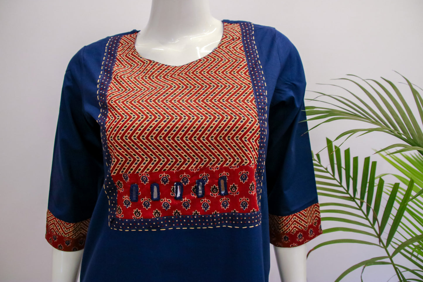 Blue Cotton Ajrakh Dupatta Set
