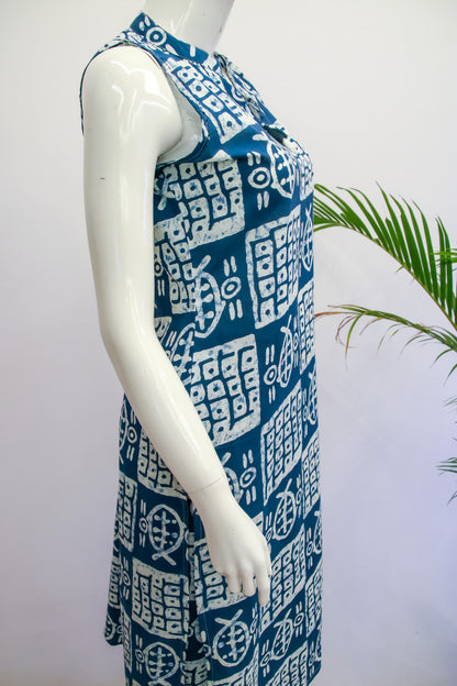 Blue Sleeveless Cotton Top and Pant Set