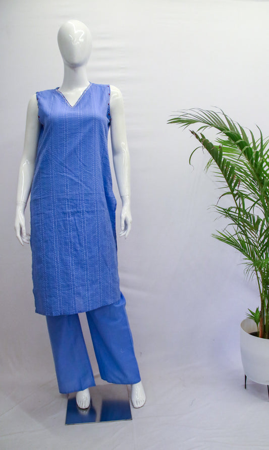 Cotton Blue Top and Pant Set