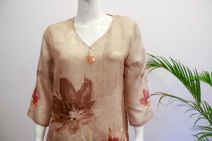 Brown Linen Top and Pant Set