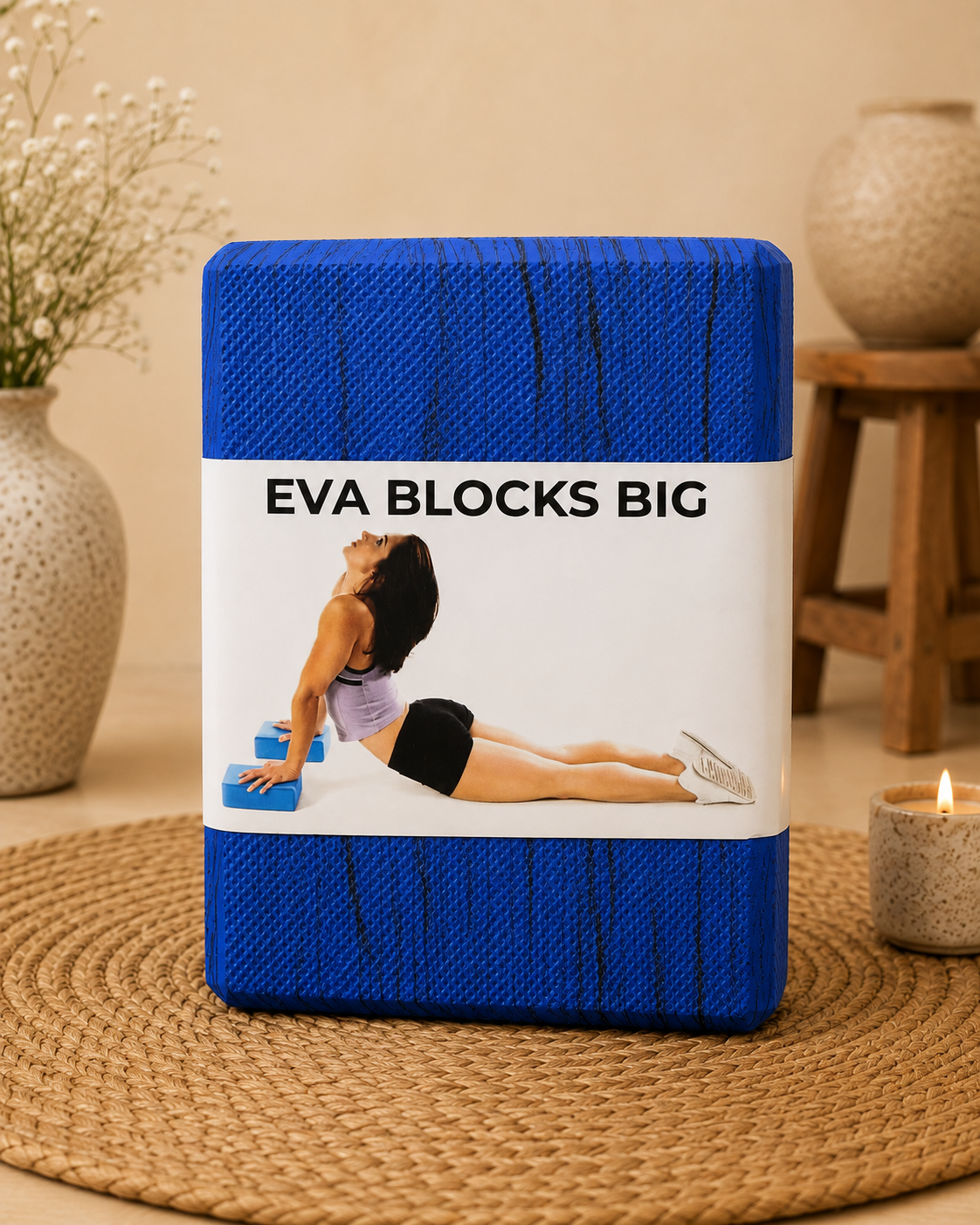 Blue high-density EVA yoga block for stretching, balance, flexibility and yoga support – Udojas Sutra