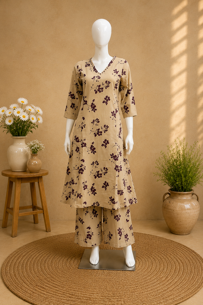 Cotton Lavender Top and Pant Set