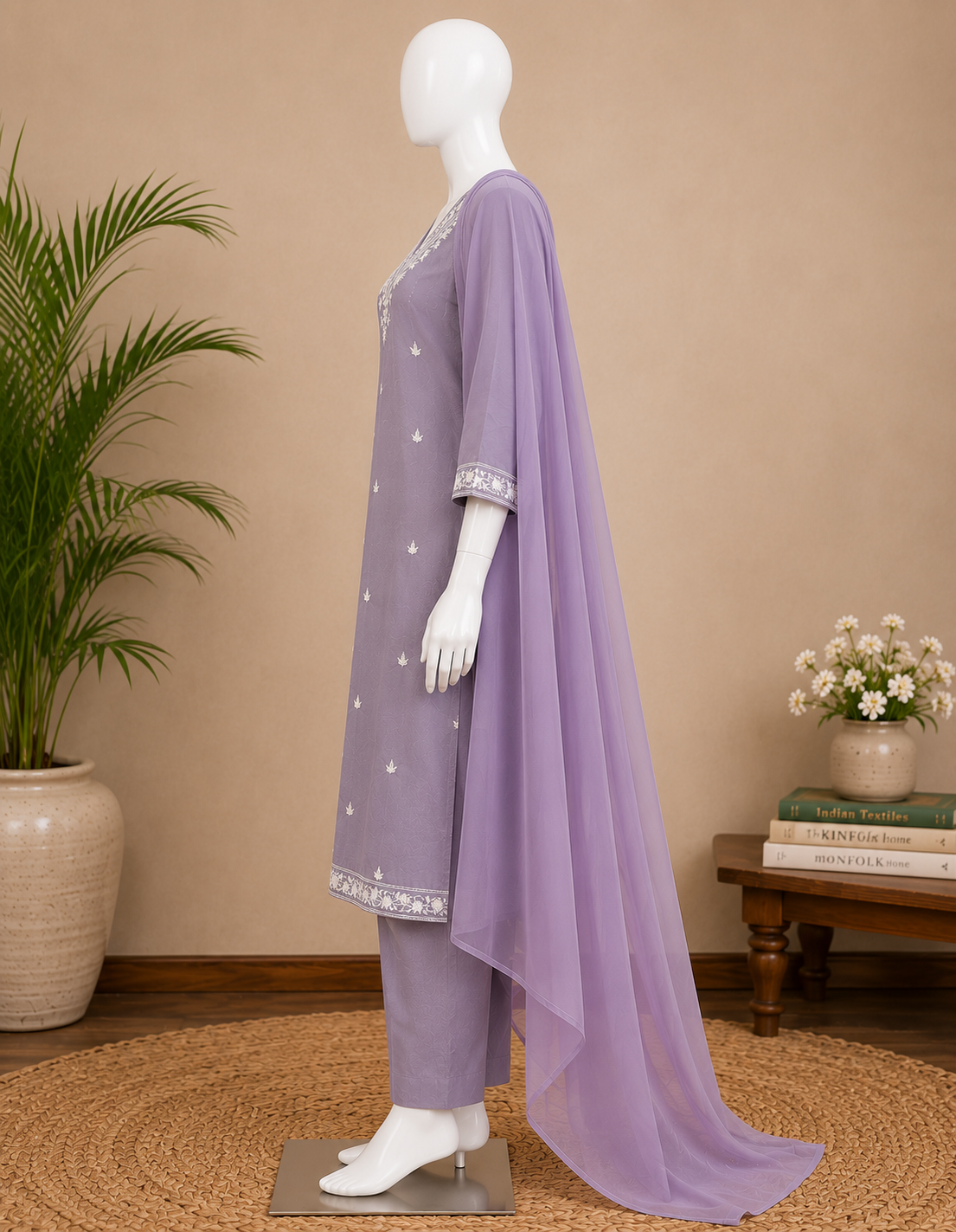 Lavender Cotton Dupatta Set