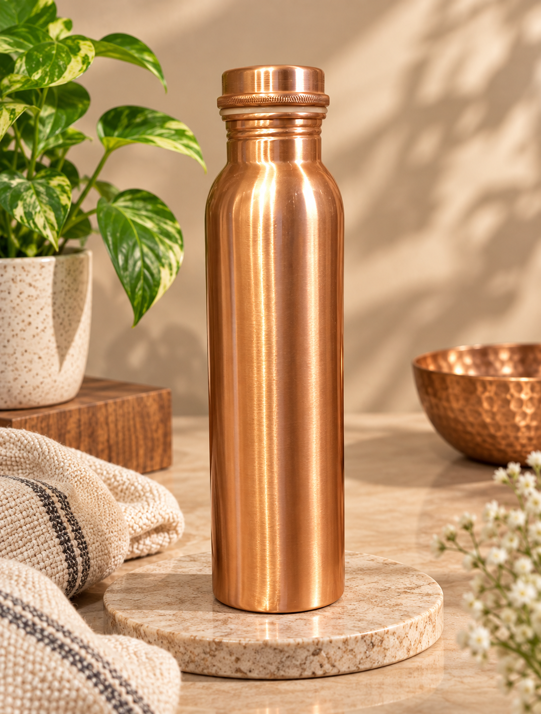 Pure Copper Water Bottle  Leakproof Copper Bottle for Daily Use