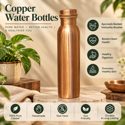 Pure Copper Water Bottle  Leakproof Copper Bottle for Daily Use