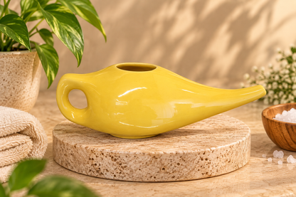 Ceramic Yellow Neti Pot | Jal Neti Pot for Nasal Cleansing & Jala Kriya