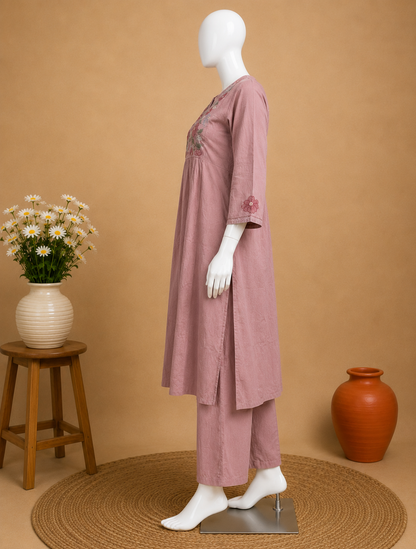 Pink Cotton Top and Pant Set