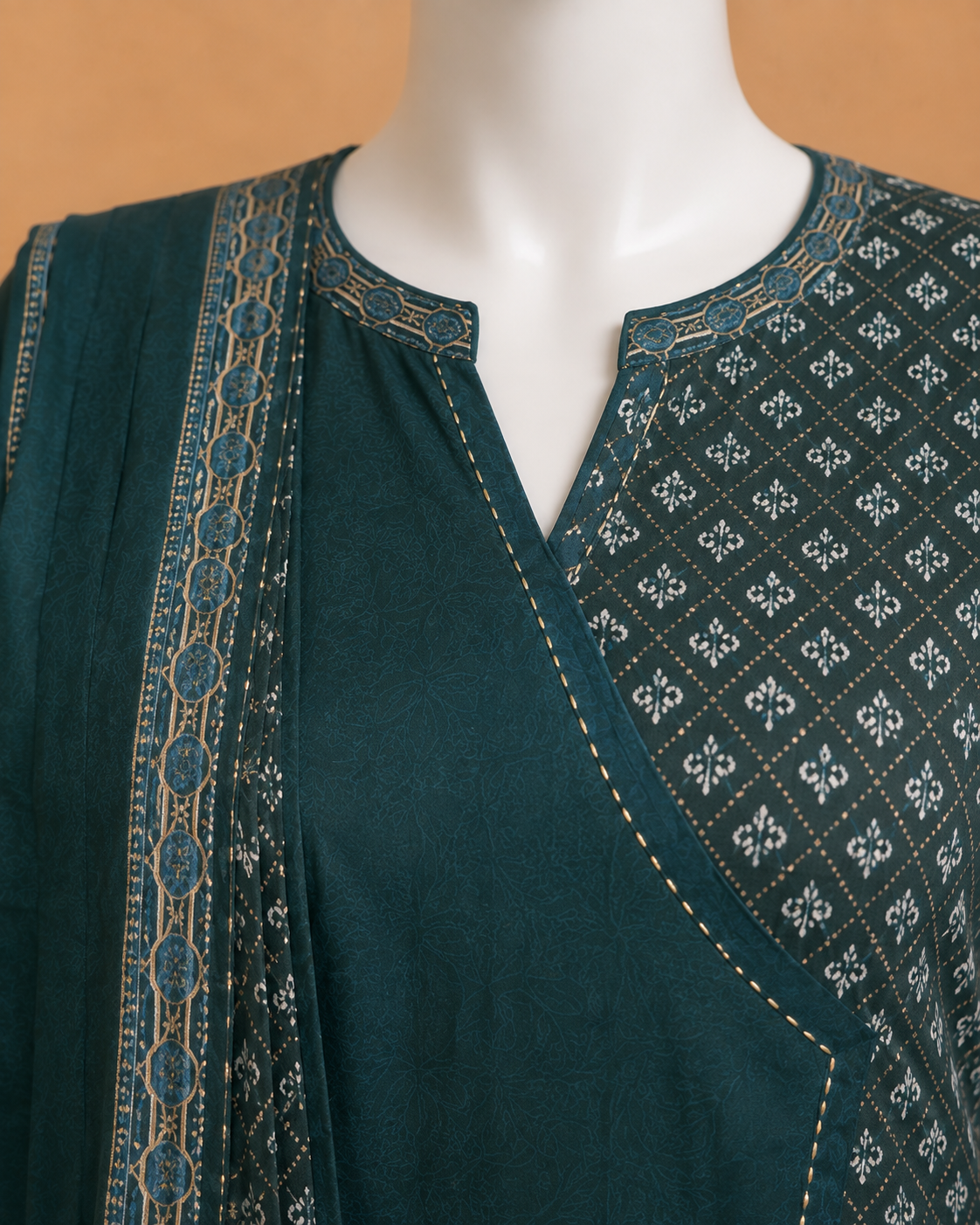 Bottle Green Cotton Dupatta Set