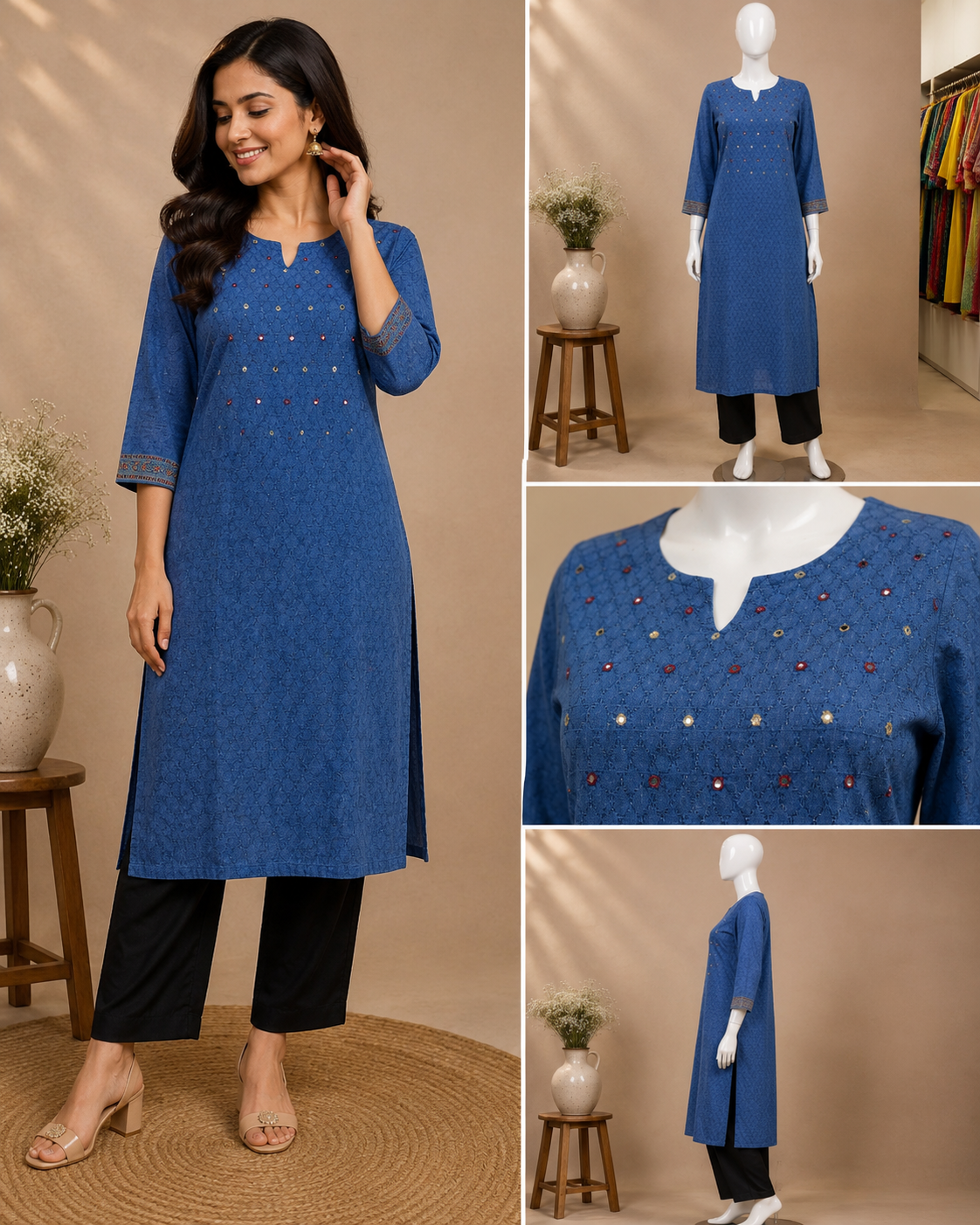 Blue Cotton Kurti