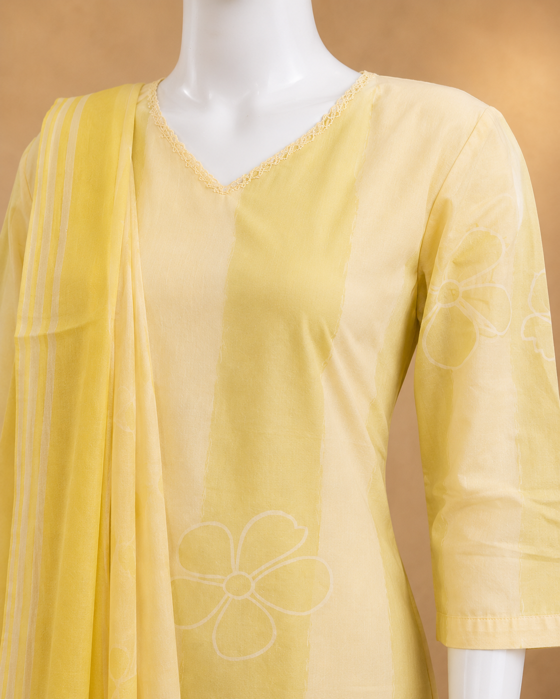 Cotton Pastel Green Dupatta Set
