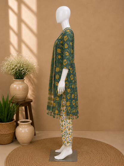Cotton Green Dupatta Set