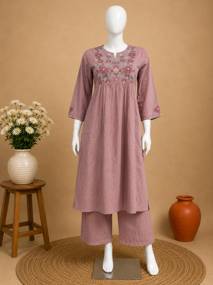 Pink Cotton Top and Pant Set