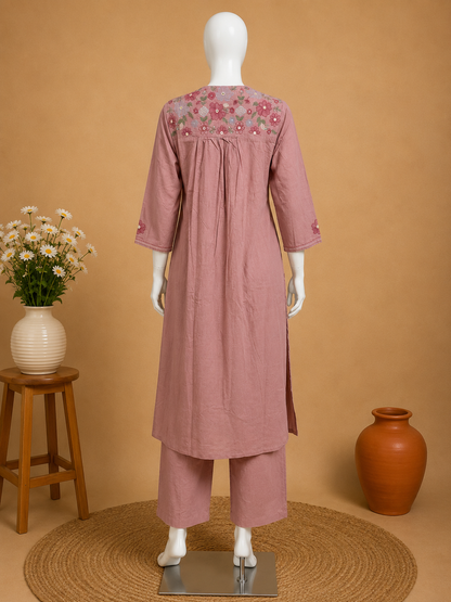 Pink Cotton Top and Pant Set