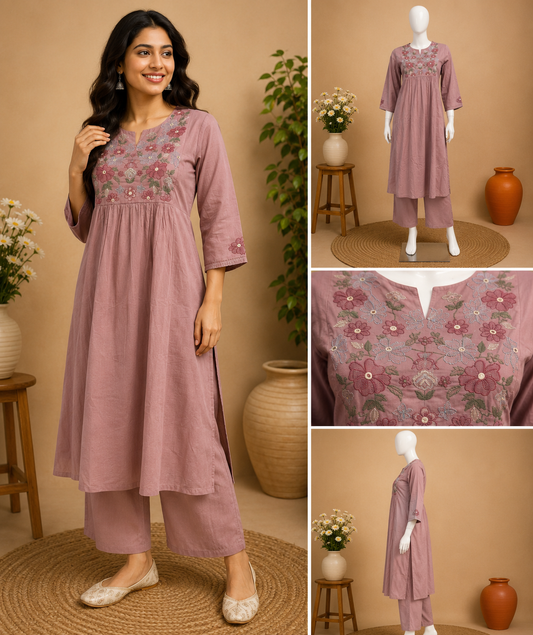 Pink Cotton Top and Pant Set