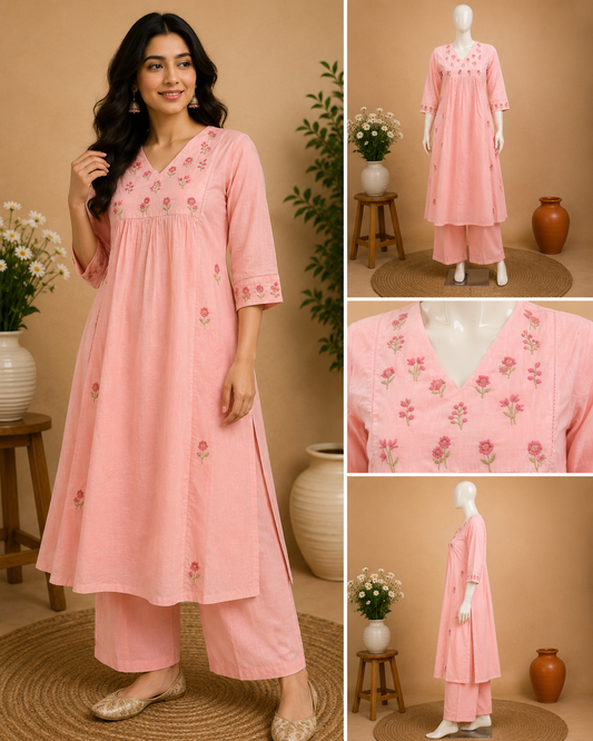 Cotton Baby Pink Top and Pant Set
