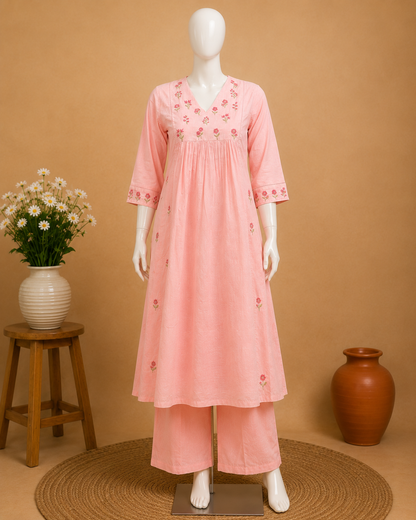 Cotton Baby Pink Top and Pant Set
