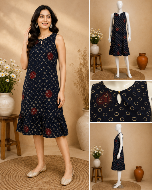 Beige Cotton Shirt Dress with Printed Border (Copy)